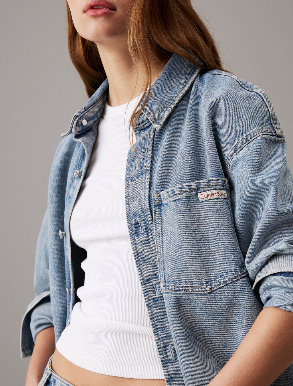寬鬆牛仔襯衫式外套, Denim Light, hi-res