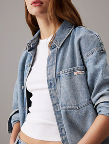寬鬆牛仔襯衫式外套, Denim Light, hi-res