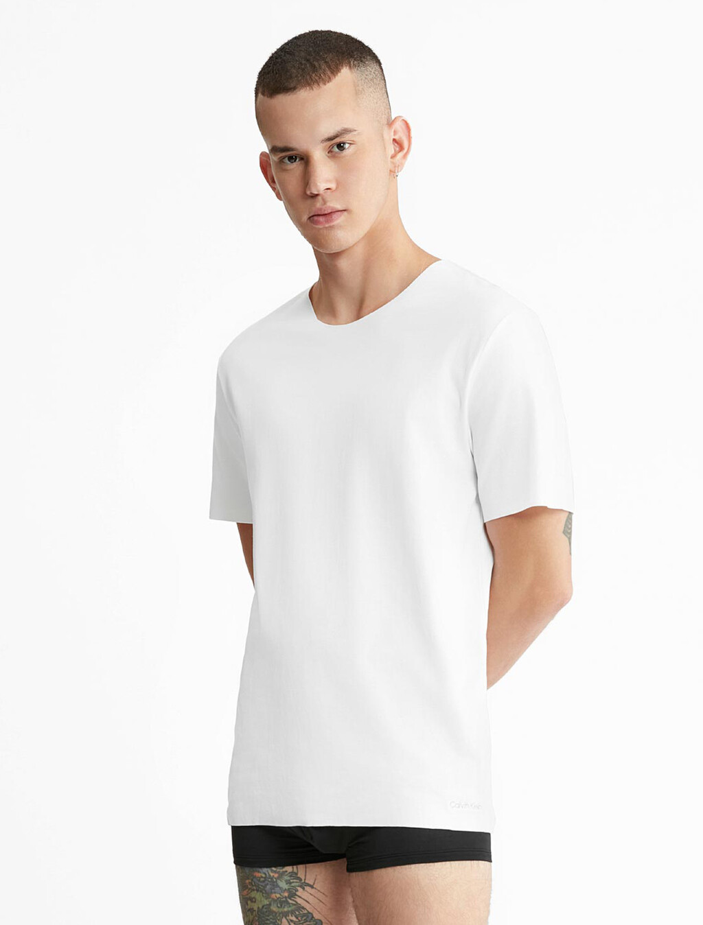 CK Black Crew Neck T-Shirt, White, hi-res