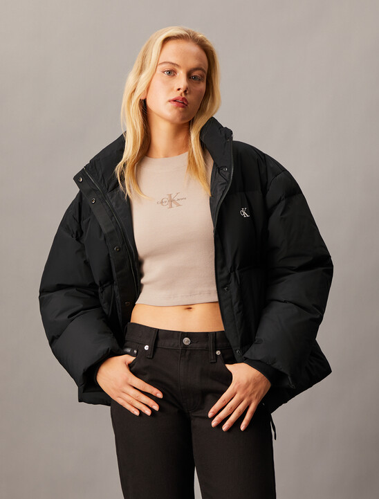 Cropped Stand Collar Puffer Jacket