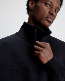 Oversized Zip Neck Sweatshirt, Ck Black, hi-res