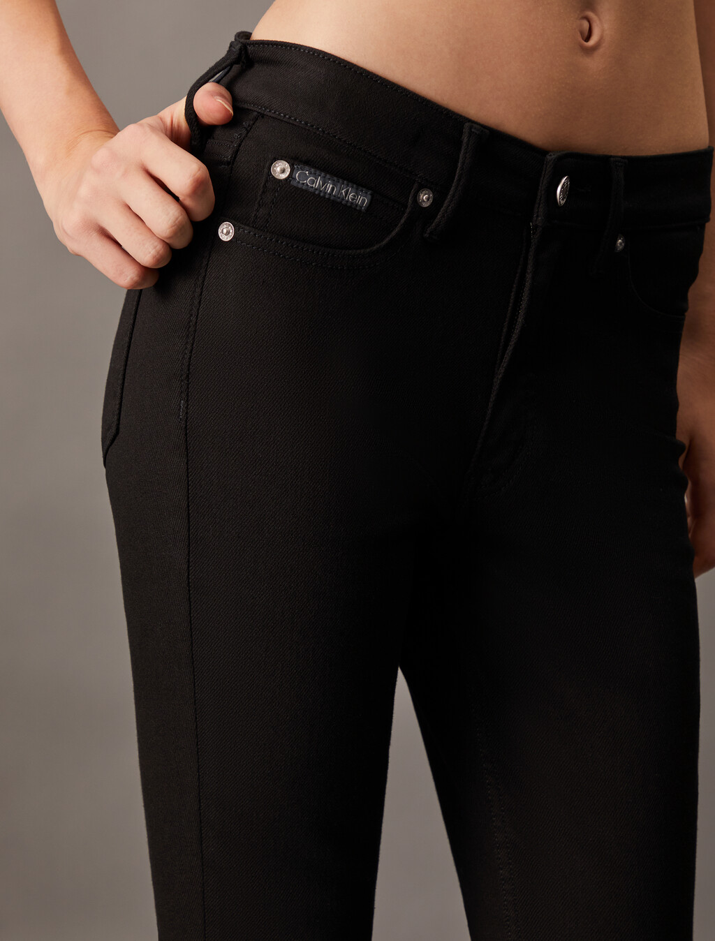 Forever Stretch Black 黑色高腰緊身九分牛仔褲, Denim Black, hi-res