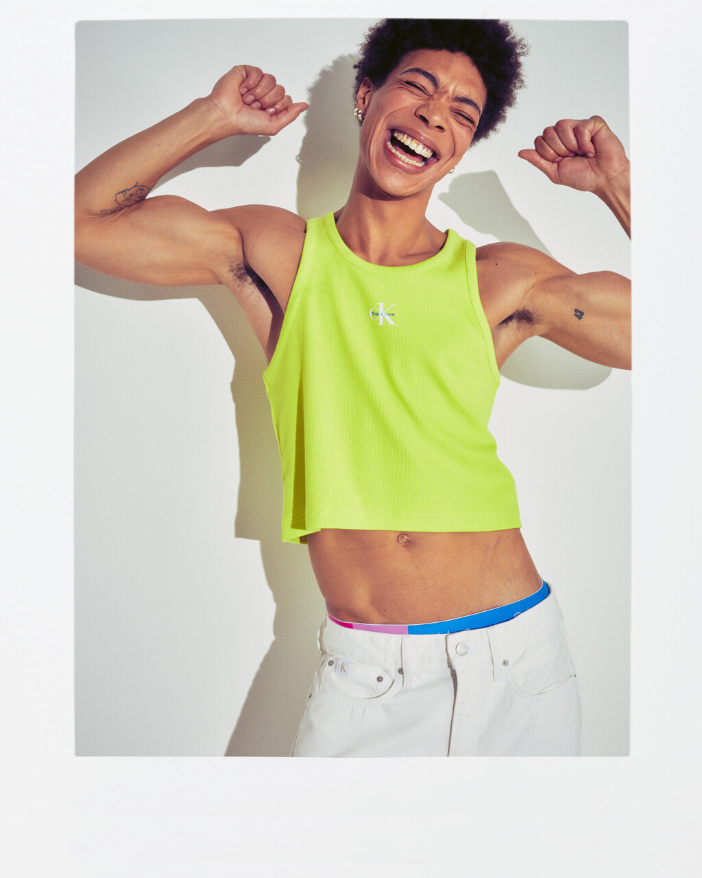 Pride Capsule Rib Knit Tank Top, Lemon Lime, hi-res