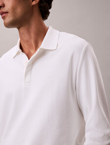 奢華綿質長袖 Polo 衫, Bright White, hi-res