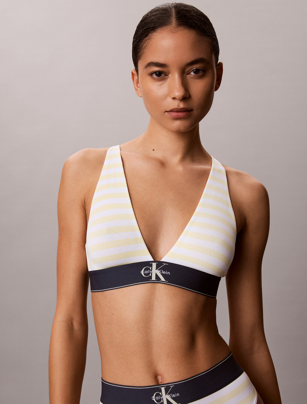 Monogram 圖案彈性超細纖維三角胸圍, CENT STRIPE ANISE FLOWER, hi-res