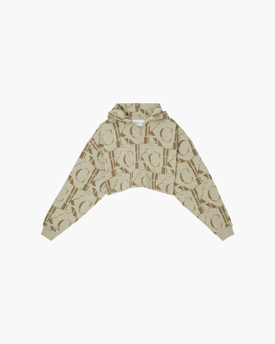 Ck All Over Print Zip Through Hoodie