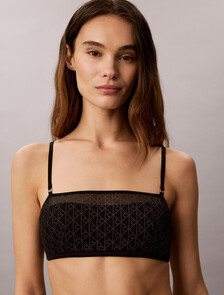 Lightly Lined Bandeau - Emblem Mesh, Black, hi-res