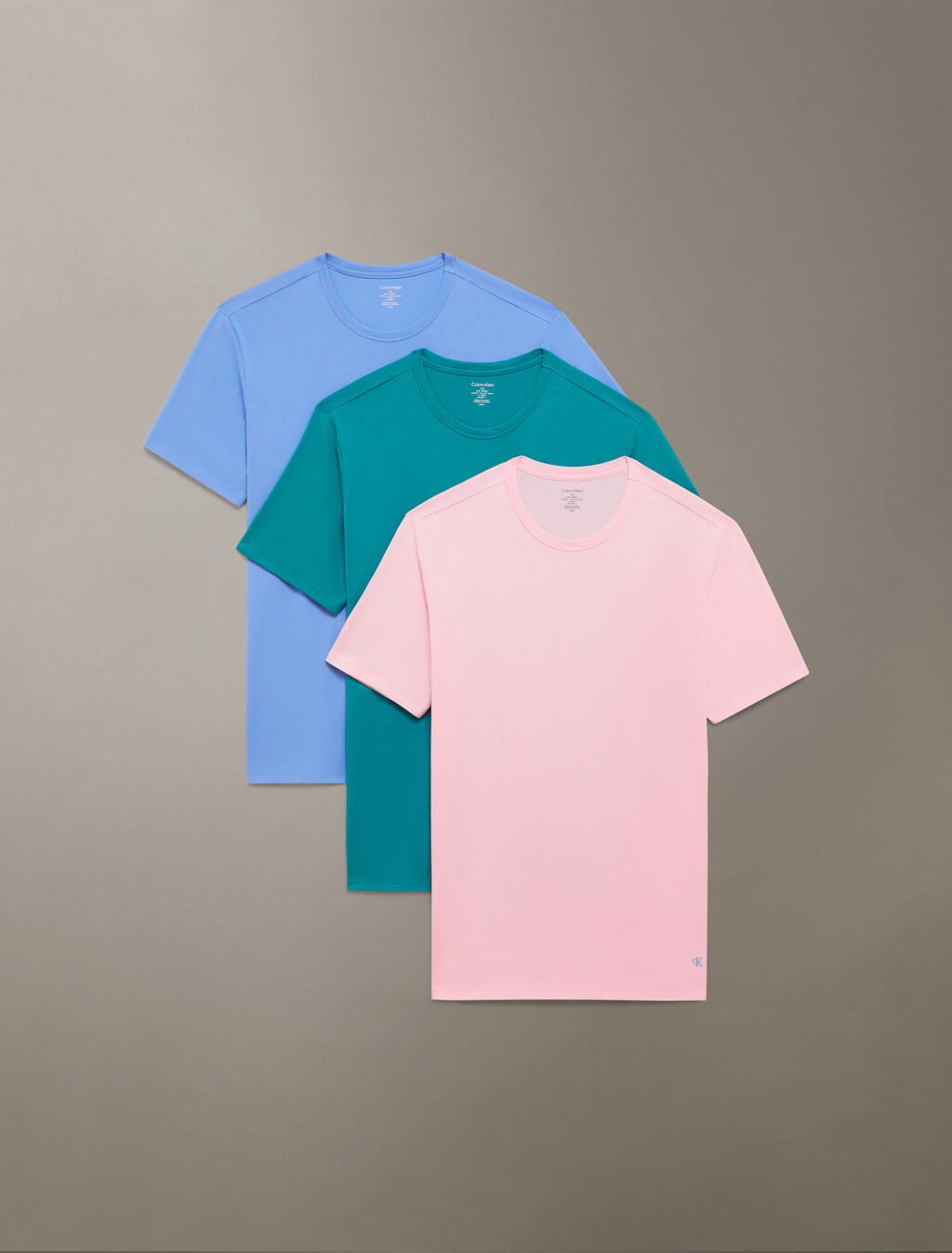 3 Pack Cotton Stretch Crewneck Tees, BUFF PINK/BAYOU/GLACIER, hi-res