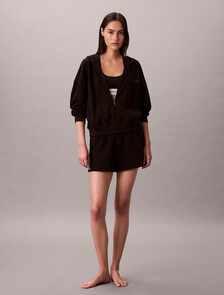 Logo Cotton Jersey Zip Thru Hoodie, Black, hi-res