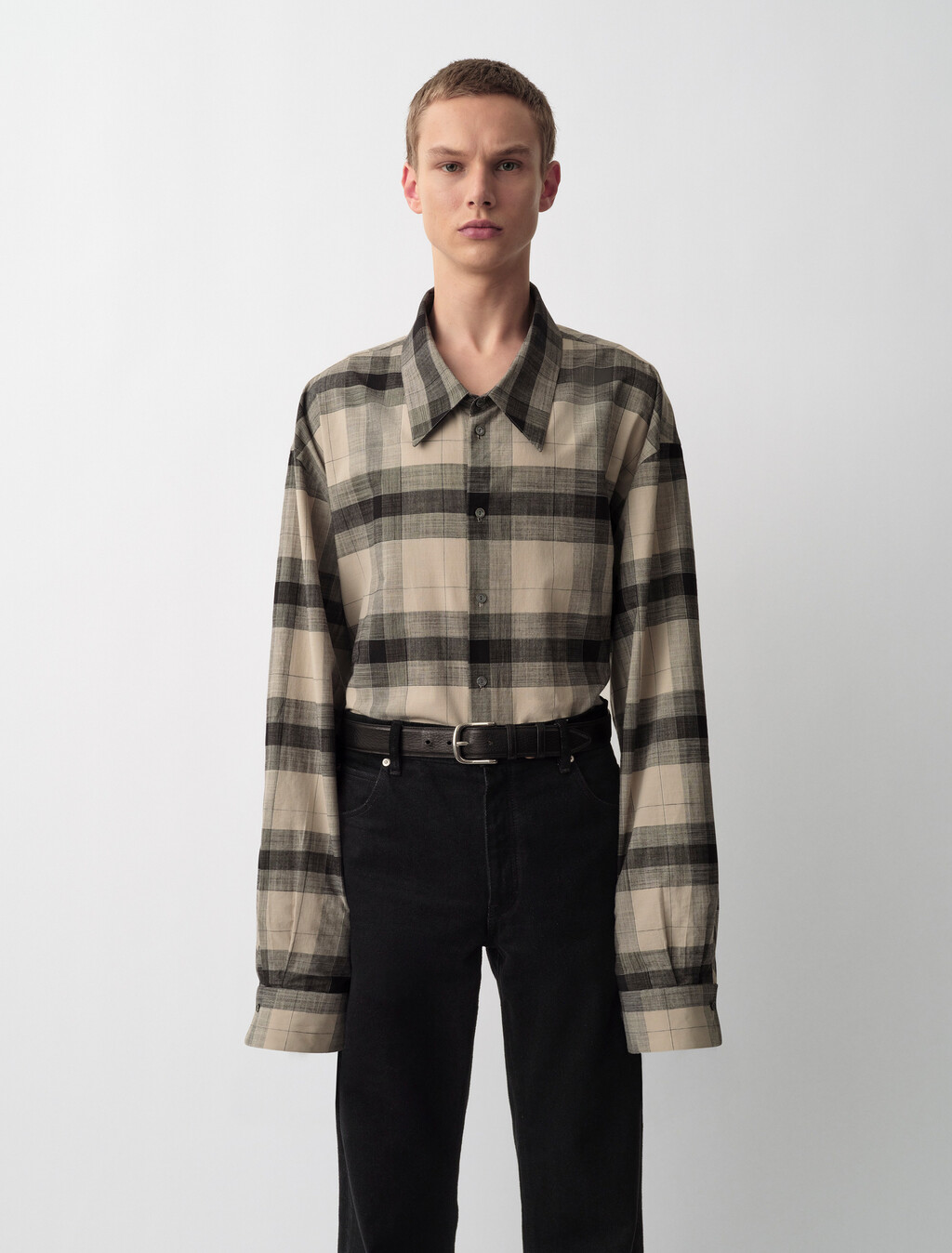 Blakely格紋鈕扣襯衫, Black, hi-res