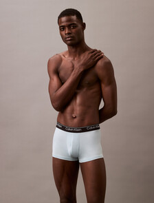 Calvin Klein Logo 低腰貼身短版四角褲 3 件組, GLACIER/PLUSH MONOGRAM+ASH/STERLING BLUE, hi-res