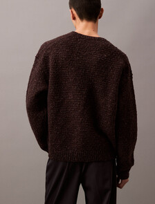Chunky Wool V Neck Sweater, Mulch Htr, hi-res