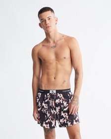 Calvin Klein 1996 Woven  Cotton Boxers, RIPPLE FLORAL PRINT+BLACK, hi-res