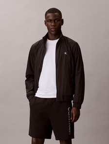 棉質毛圈印花短褲, Black, hi-res