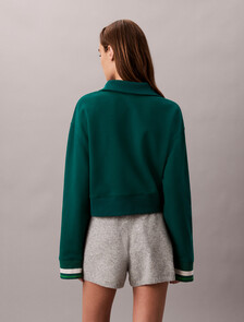 1/4 Zip Cotton Terry Sweatshirt, Turf, hi-res
