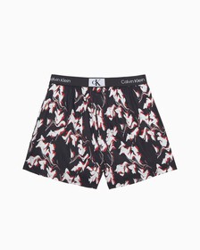 Calvin Klein 1996 Woven  Cotton Boxers, RIPPLE FLORAL PRINT+BLACK, hi-res