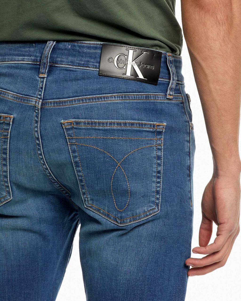 Core Vintage Wash 修身牛仔褲, Mid Blue, hi-res