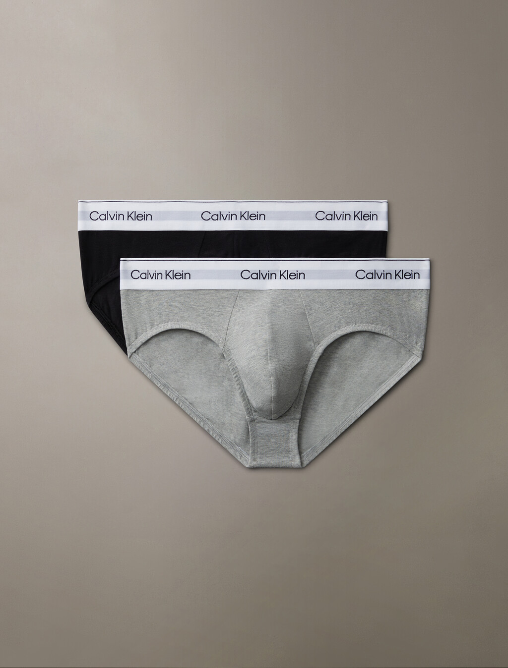 Icon Cotton 彈力低腰三角內褲 2 件套組, Grey Heather / Black, hi-res