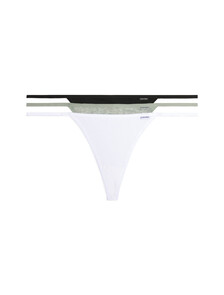 Athletic Cotton 3 Pack Thongs, 1 BLACK / 1 WHITE / 1 GREY HEATHER, hi-res