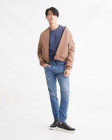 37.5 仿舊現代窄口牛仔褲, Mid Blue Dstr, hi-res