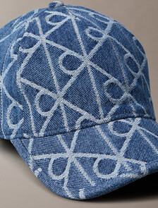 Denim Logo Jacquard Cap, Medium Wash, hi-res