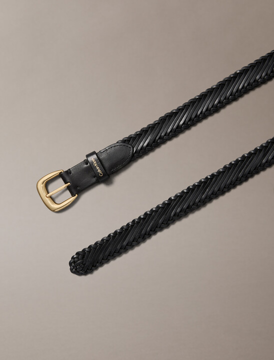 Braided Leather Chunky Buckle Belt