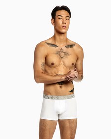 EMBOSSED ICON COTTON TRUNKS, White, hi-res