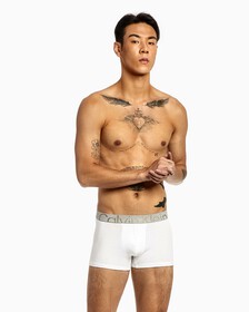 Embossed Icon Cotton Trunks, White, hi-res