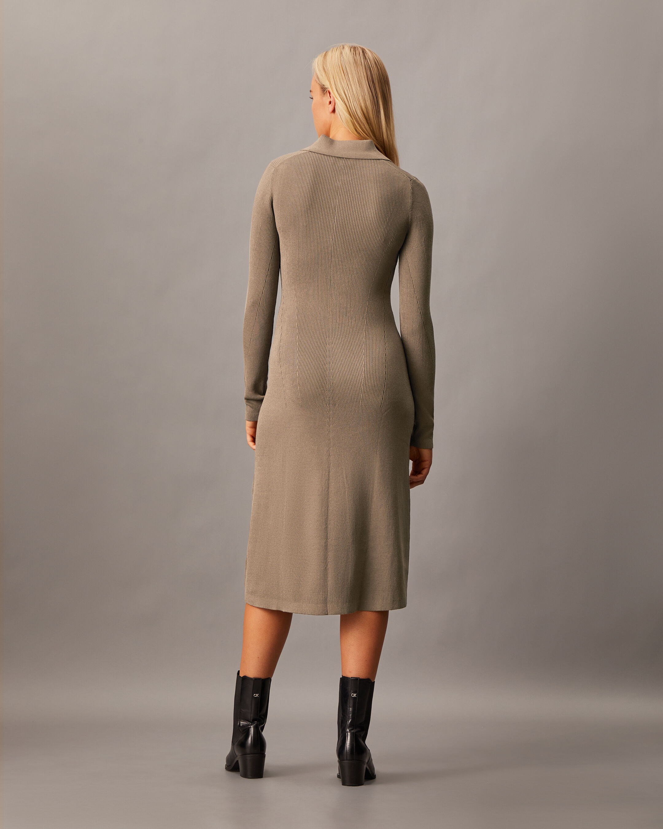 Fit & Flare Maxi Polo Dress | grey | Calvin Klein Hong Kong Fit & Flare Maxi Polo Dress | grey | Calvin Klein Hong Kong