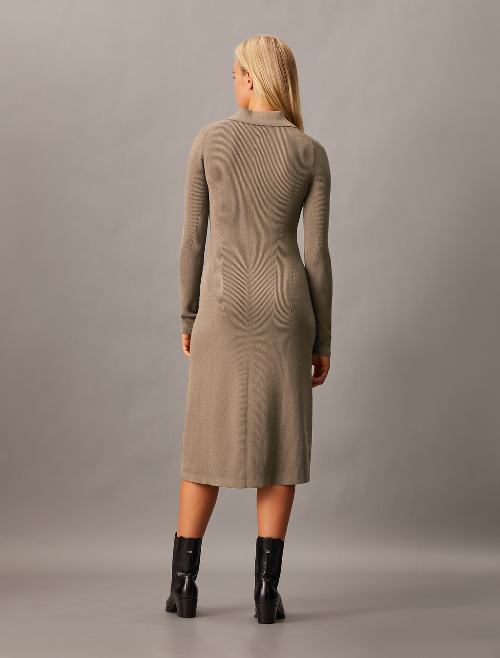 Fit & Flare Maxi Polo Dress, Falcon, hi-res