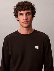 長袖華夫格 T 裇, Black, hi-res