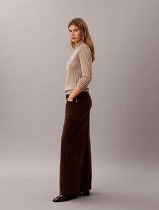 Corduroy Wide Leg Trousers, Brown Cork, hi-res