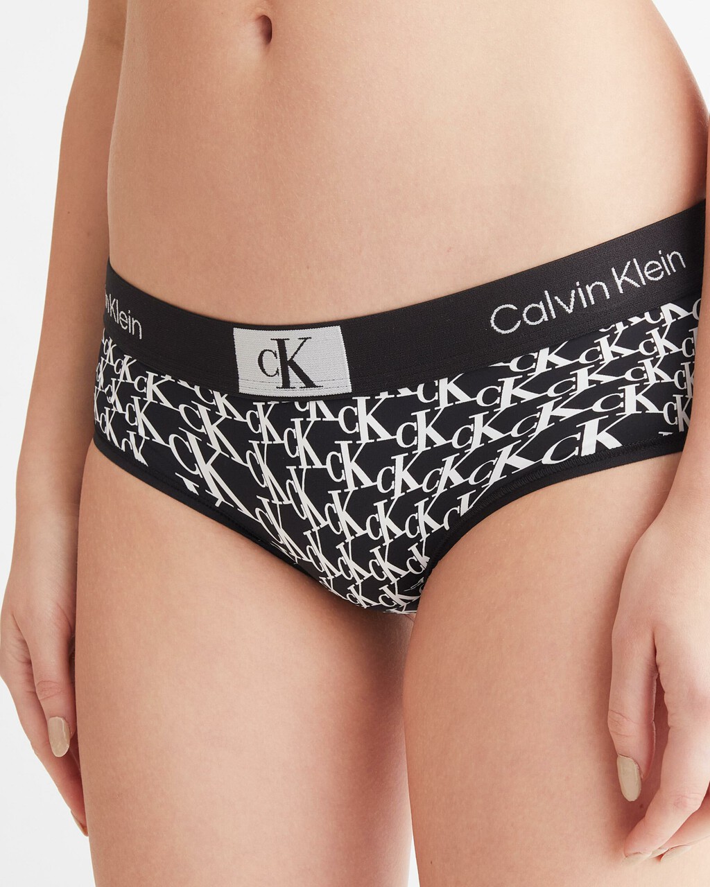 CALVIN KLEIN 1996 低腰內褲, WARPED LOGO PRINT+BLACK, hi-res