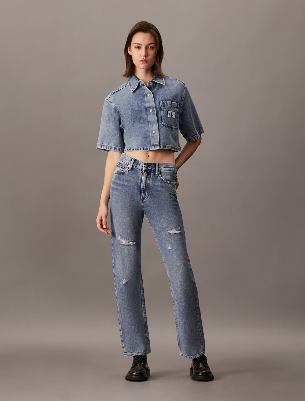 棉質萊賽爾牛仔襯衫, Denim Light, hi-res