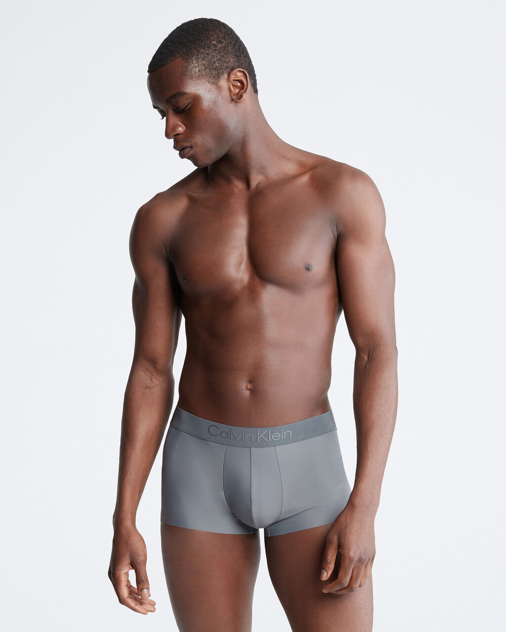 CK Black Low Rise Trunks, Grey Sky