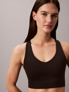 Quick-Dry Longline Racerback Sports Bra, Black, hi-res