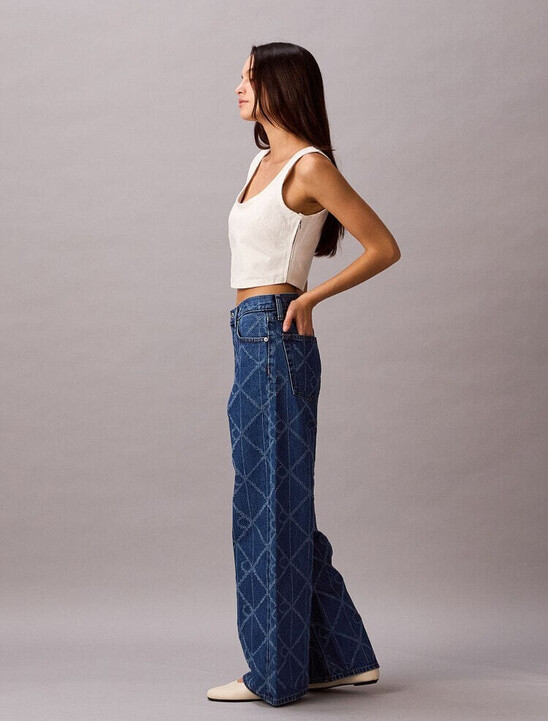 Allover Monogram Low Rise Baggy Jeans