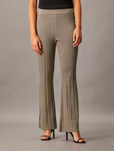 High Rise Slim Rib Knit Pants, Falcon, hi-res