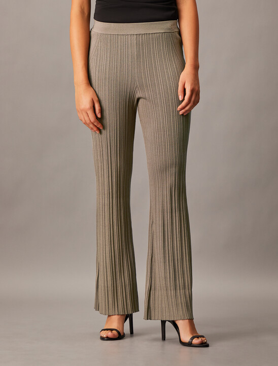 High Rise Slim Rib Knit Pants