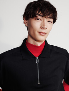 1/4 Zip Polo, Black, hi-res