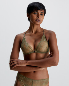 Lace Triangle Bra, Dusky Green, hi-res