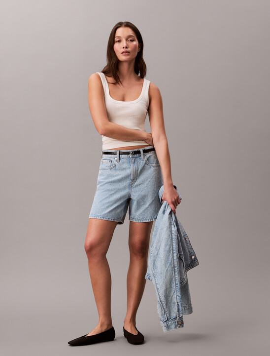 90s Straight Needle punch Denim Short