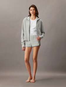 Icon 棉質毛圈睡裝連帽外套, Grey Heather, hi-res