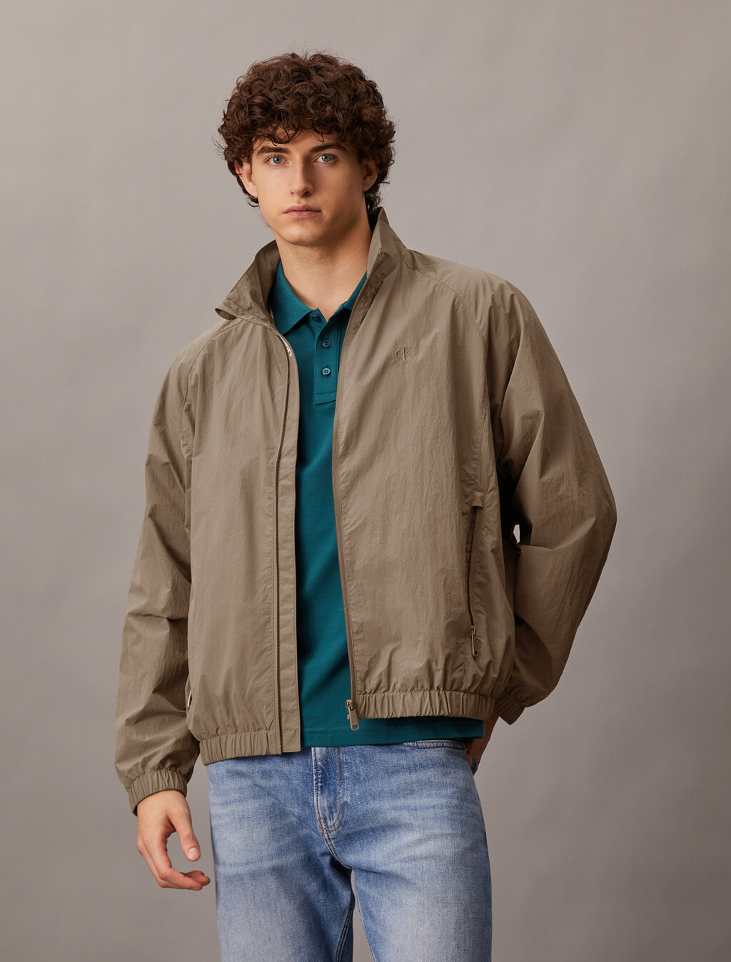 Essential Stand Collar Jacket, Falcon, hi-res