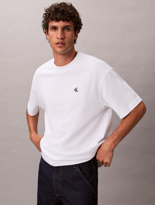 Calvin Logo 圓領上衣, Bright White, hi-res