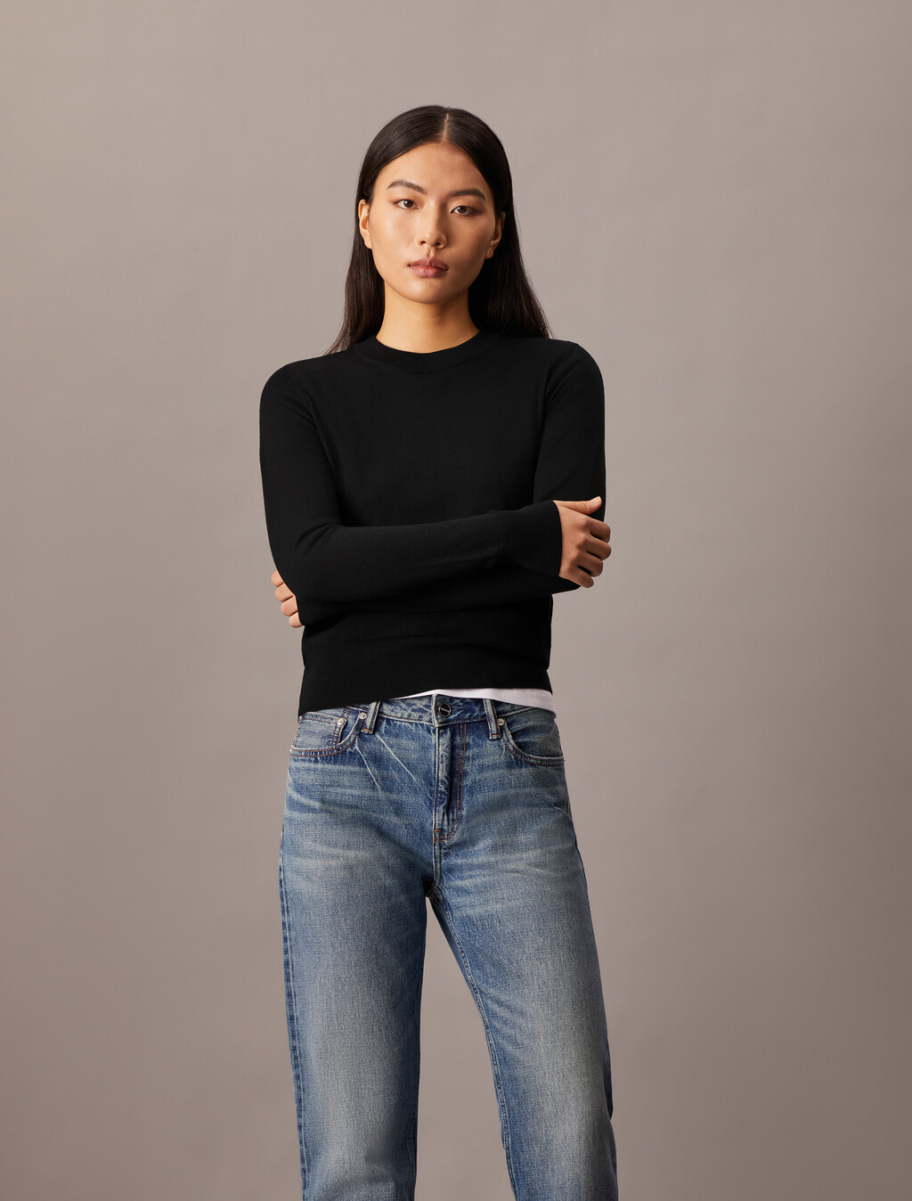 Tech Merino Crewneck Sweater, Black, hi-res