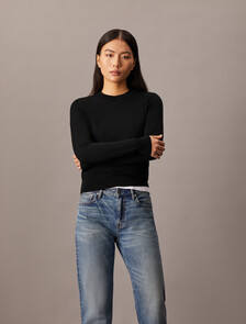 Tech Merino Crewneck Sweater, Black, hi-res