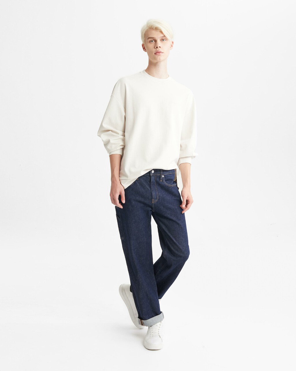 CK KHAKIS ARTICULATED SPACER RELAXED SWEATSHIRT, Chalk, hi-res