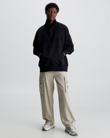 Oversized Zip Neck Sweatshirt, Ck Black, hi-res