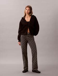 90s Straight Black Emblem Jacquard Jeans, BLACK EMBLEM, hi-res